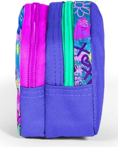 İki Bölmeli Kız Çocuk Lavanta Grafiti Kalem Çantası Kalemlik