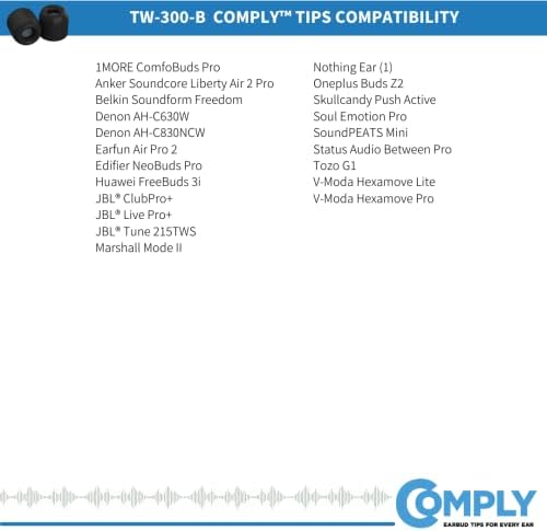 TrueGrip TW-300-B Çoğu Gerçek Kablosuz Cihaz için Evrensel Yedek Kulaklık Ucu; Air 2 Pro, Ear (1), Live Pro ve Daha Fazlası (Orta, 3 Çift) ile Uyumlu