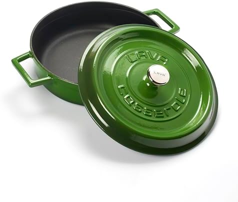 Trendy Çok Amaçlı Döküm Demir Sığ Tencere Çap 24 cm Yeşil