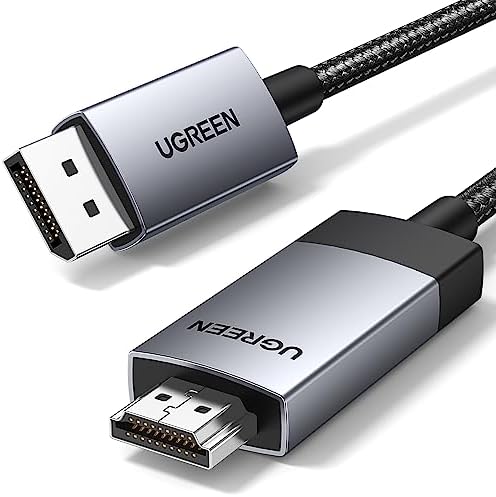 4K@60Hz DisplayPort HDMI Kablosu Tek Yönlü DP 1.2 - HDMI 2.0 Kablosu HDR Aktif Alüminyum Örgülü DP'den HDMI'ya Dönüştürücü Çoklu Ekran için Monitör, Projektör,, (1M) ile Uyumlu