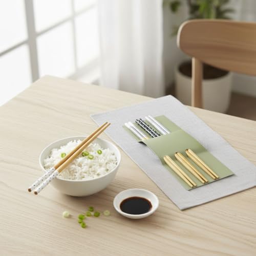 4 Çift (8 Adet) Desenli Bambu Yemek Çubuğu Seti – 21cm %100 Doğal Ahşap Sushi Çubuğu | Ramen, Noodle ve Yemekleri İçin Yeniden Kullanılabilir ve Çevre Dostu Çubuk Seti (SİYAH-BEYAZ)