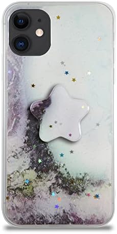 11 ile Uyumlu Kapak Mermer Desenli Pop Socketli Silikon Kılıf - Beyaz