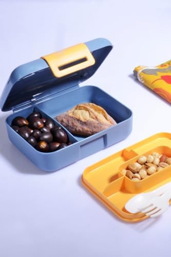 3 Adet Kendinden Kaşıklı 5 Bölmeli 2 Katlı Beslenme Kutusu