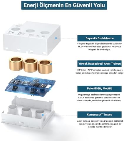 WiFi Akıllı Enerji Ölçer - 63A, Smart Life Uyumlu (AES-03W)