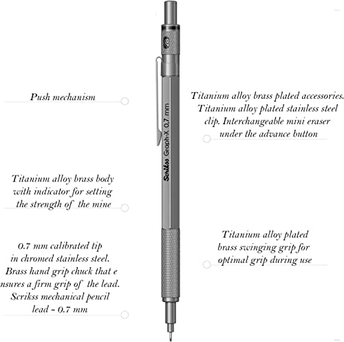 Graphx 3'lü Set Mekanik Kurşun Kalem Silgi Min Kurşun Gri 0.7 Mm