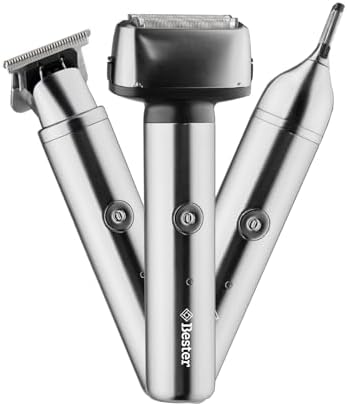 3'ü 1 Arada Erkek Bakım Seti, Tıraş Makinesi, Saç Kesme ve Burun Kılı Düzeltici, Gümüş