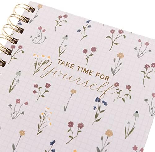 Ciltli Spiral Günlük | Zarif Çiçek Tasarımı | Birinci Sınıf Kağıt | Defter | Günlük | Listeler | Kayıt Ay ve Tarih | Harika Hediye | 160 Çizgili Sayfa | 15,88 cm x 21,04 cm