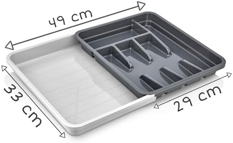 Ayarlanabilir Çekmece İçi Kaşıklık, Sürgülü Yapı, 29x33 cm, 50x33 cm'ye Kadar Genişletilebilir