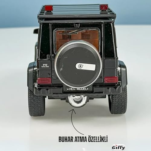 G Seri Arazi Aracı Die Cast Model Kutulu Buhar Atan Çek Bırak Full Fonksiyon Kapıları Açılan 1:22 Ölçek Model Araba Kutulu Koleksiyonluk Ürün (Siyah)