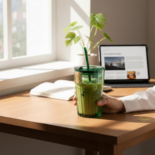 2 Adet Zümrüt Yeşil Cam Kupa Bardak Kahve Meşrubat Tatlı Kokteyl Bardağı Yeşil 470 ml