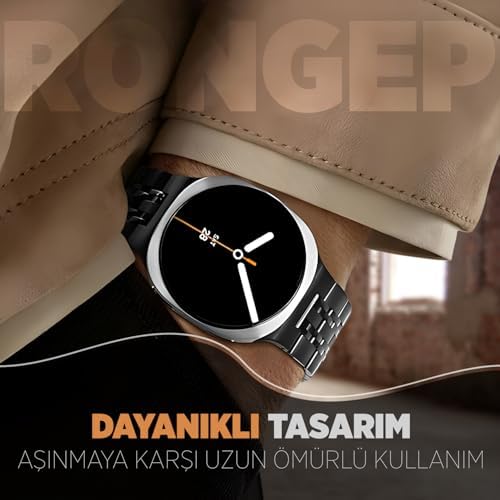 ile Uyumlu Prestige Model Çelik Kordon Galaxy 8 44mm/40mm/ 46mm için Katlanır Toka Mekanizmalı 8 Strap Paslanma Yapmayan Galaxy 8 Kordon