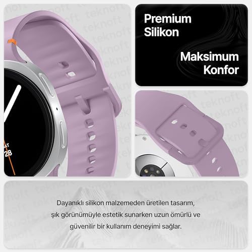 Galaxy 8 (40mm/44mm) ve 8 (46mm) için Konforlu ve Yumuşak Silikon Kordon (Lila)