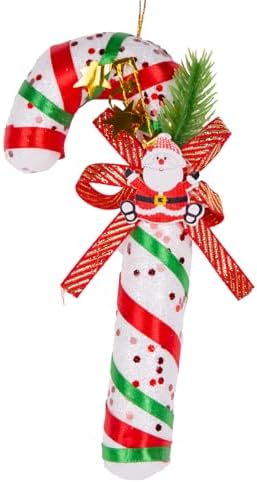 Yılbaşı Süsü Yılbaşı Dekorlu Baba Figürlü Baston Kırmızı-Yeşil 9x19 Cm.