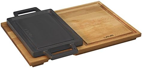 Pişirme Kabı, LV ECO HP 2215 T13 K4 Dikdörtgen pişirme gözü ve Ahşap plaka, Ölçüler 22 x 15 cm, Dökme Demir, Siyah