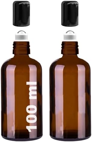 100 ml Çelik Roll On Şişesi 100 cc Sızdırmaz Siyah Kapaklı Cam Şişe 2 Adet (, 100)