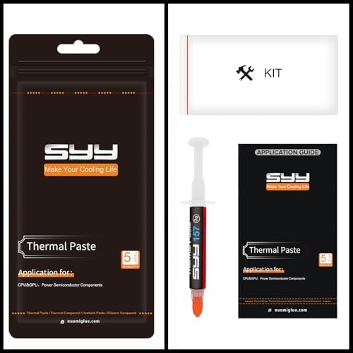 SYY Araç kitiyle birlikte termal macun, IC/İşlemci/CPU/GPU/Tüm Soğutucular için 3 Gram CPU Macunu Termal Bileşik Macun Soğutucu, 2022 Yeni Formül Karbon Bazlı Uygulaması Kolay, Termal Arayüz Malzemesi