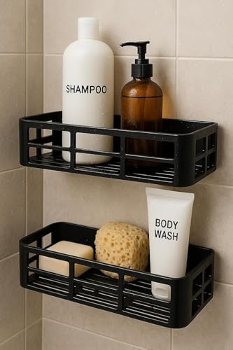 chermik Omaş 2'li Plastik Banyo Duş Rafı, Yapışkanlı Montaj, CHRMK7990