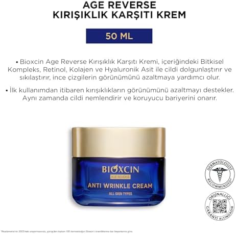 Age Reverse Kırışıklık Karşıtı Gece Kremi 50 ml – Retinol, Kolajen, Hyaluronik Asit ve Bitkisel Kompleks İçerikli – Sıkılaştırıcı ve Dolgunlaştırıcı Etki