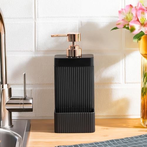 13139 Lisbone Süngerlik Hazneli Banyo ve Mutfak Sıvı Sabunluk 550ML Siyah