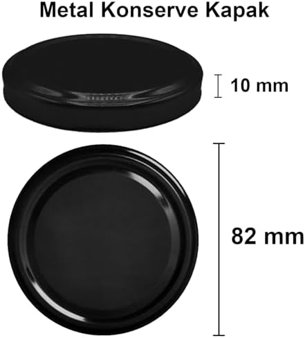 10-1000 ml Farklı Boyutlarda Kavanoz (10-1000 Arası) cc Konserve Metal Kapaklı Cam Kavanoz 6 Adet (Şeffaf, 300 cc)