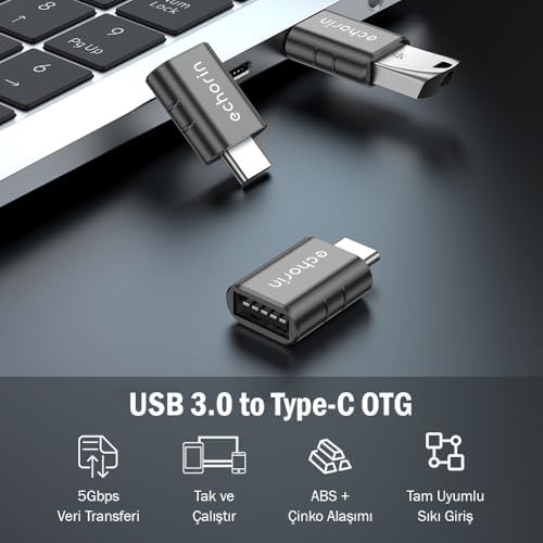 (İkili) OTG Akıllı Giriş USB 3.0 to Type-C Dönüştürücü Adaptör Çevirici 5Gbps, 16, Pro, Pro Max, M2, M3, M4 Pro, Air, iPad Pro ve Galaxy S25, S24, S23 ve Tabletler ile Uyumlu