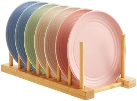 Bambu Tabak Standı – Bölmeli Doğal Ahşap Tabak Düzenleyici | Tabak, Kupa, Kapak, Tepsi ve Mutfak Gereçleri İçin Çok Amaçlı Düzenleyici