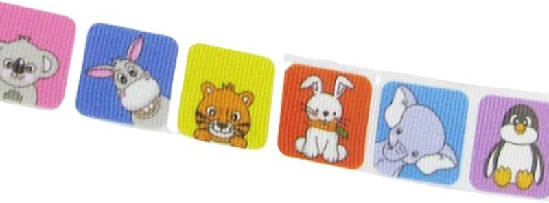 Renkli Şirin Hayvanlar Resimli Grogren Kurdela 2.5 Cm-1 Metre