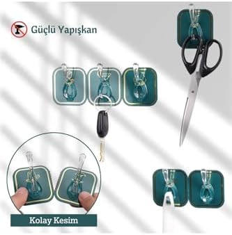 6 Kancalı Kendinden Yapışkanlı Askı Tek Parça Renkli Pratik Duvar, Banyo, Mutfak Askısı