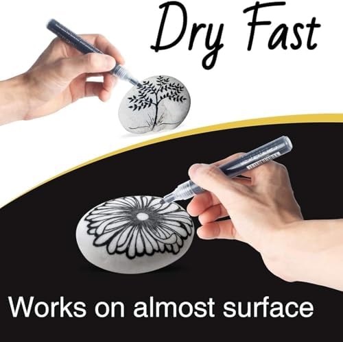 Diş fırçası tutucuları, 6'lı Paket Siyah Beyaz Akrilik Kalemler, Taş, Ahşap, Metal, Seramik, Cam ve Kağıt Üzerine Yazı Yazmak İçin Kalıcı İşaretleme Kalemleri