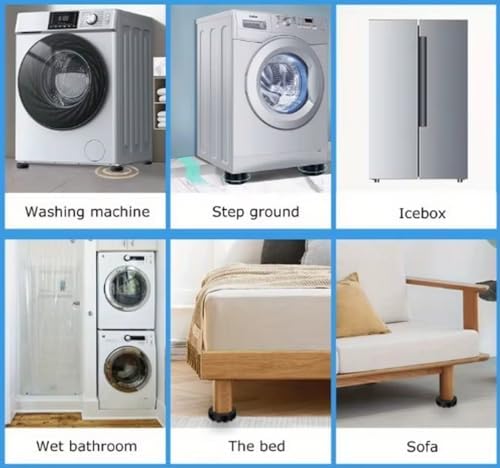 4 Adet, Çamaşır Makinesi, Bulaşık Makinesi, Kurutma, Kanepe ve Beyaz Eşya Tabanlık Stoper Titreşim Engelleyici, Siyah