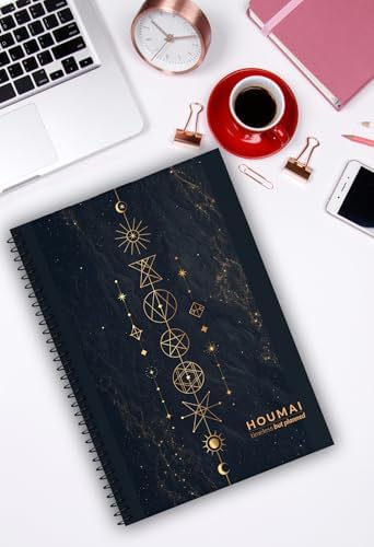 A5 Spiralli Defter 2'li Set Çizgili 96 Sayfa Perforajlı Çek Kopart Sayfa Karton Kapak Houmai Mistik ve Zodyak