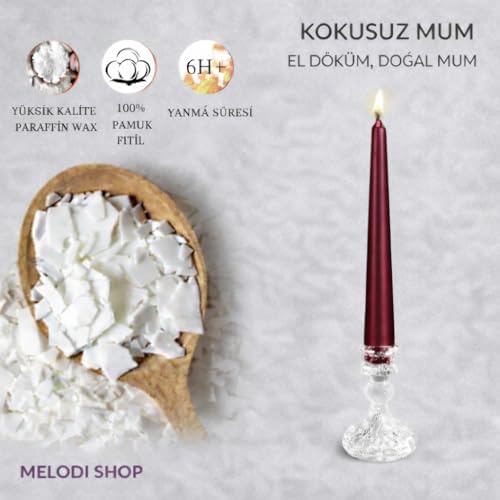 Kırmızı Renk İnce Şamdan Mum Seti – 25 cm Uzunluk – 10’lu Paket – Dekoratif Taper – Şık Masa, Davet ve Özel Gün Dekorasyonu İçin