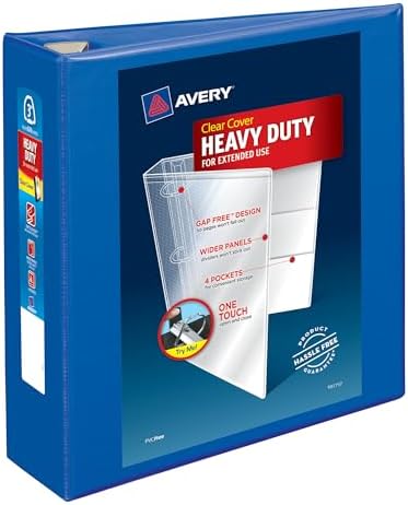 (7.6cm, Blue) - 7.6cm Heavy Duty View 3 Ring Binder, One EZD Ring, Holds 22cm x 28cm, 1 Blue Binder (79811)