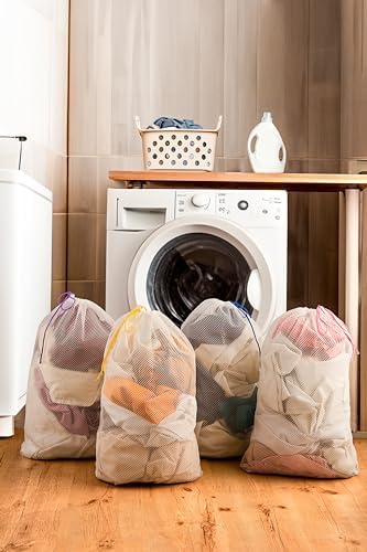 4'lü Çamaşır Yıkama Filesi Ayakkabı Yıkama Filesi Renkli Ipli 40x60 cm