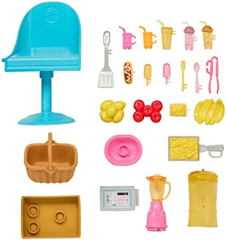 setleri, 25 parçalı, hazırlık ve yemek alanları olan, renkli yemek ve içecek aksesuarlarıyla limonatacı, HPL71