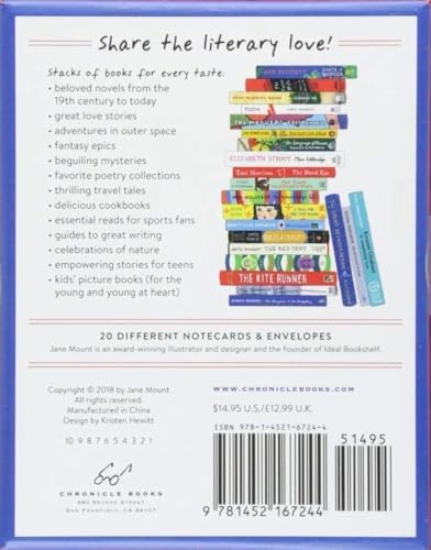 Bibliyofil Notları: 20 Farklı Not Kartı ve Zarflar (Kitap Hediyeleri, Edebi Kırtasiye Jane Mount)