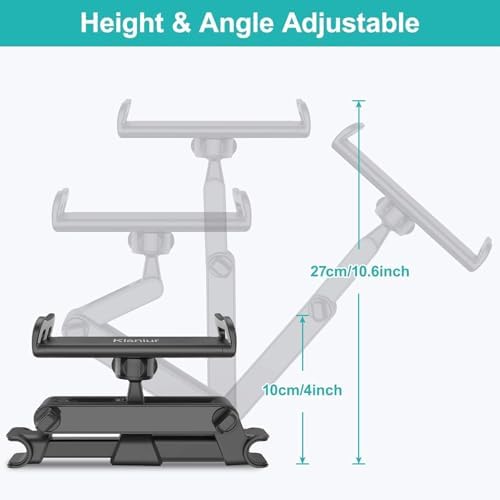 Tablet Kafalık Tutucu, Araba Arka Koltuk Koltuk Tutacağı, Evrensel 360 Dönebilen Ayarlanabilir 6 "-10,5" Tablet iPad Air iPad Mini, Galaxy