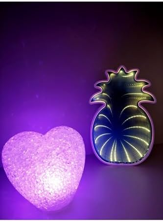 Işık kasabası(164) Ayna yansımalı sarı ananas ve RCB damla silikon kalp LED gece lambası Sarı