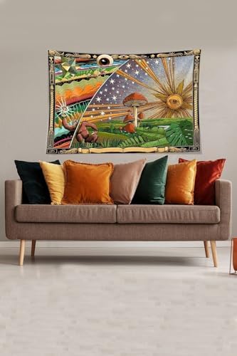 Pelangi Sarı-yeşil Mushroom Mantar Desenli Leke Tutmaz Kadife Kumaş Duvar Örtüsü Duvar Halısı Tapestry, Sarı-Yeşil 70 x 100, 8594373701001