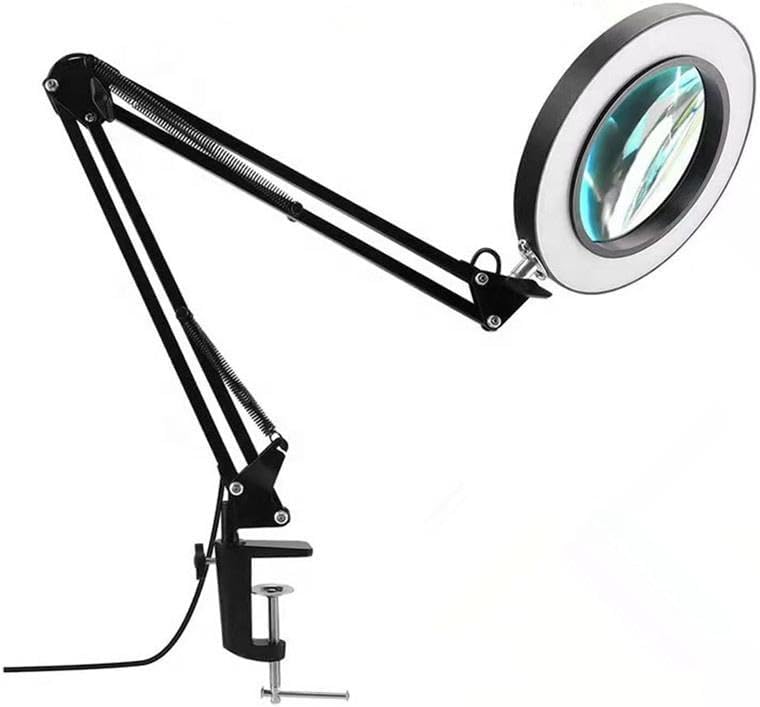 SMAYLİNG Büyüteçli LED Masa Lambası – 5X HD Optik Cam, 3 Işık Modu, Ayarlanabilir Kol, USB Güç, Mandallı Masa Tipi Çalışma ve Hobi Lambası – Elektronik, Makyaj, Okuma, Modelleme İçin