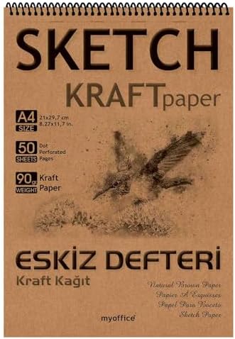 Kağıt A4 Eskiz Defteri 90 gr. Spiralli 50 Yaprak