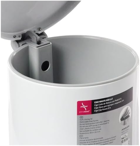 Çöp Kovası Pedallı 6 Lt Beyaz İçi Gri