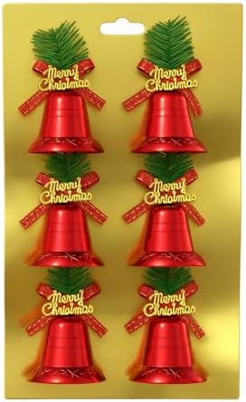 6 Adet Lüx Set Ağacı Süslemeleri Zilleri Yılbaşı Süsleri Yılbaşı Ağacı Süsü Kırmızı