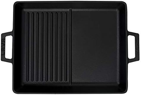 Metal Döküm Izgara Tava, Metal Kulplu, 26x32cm, Siyah