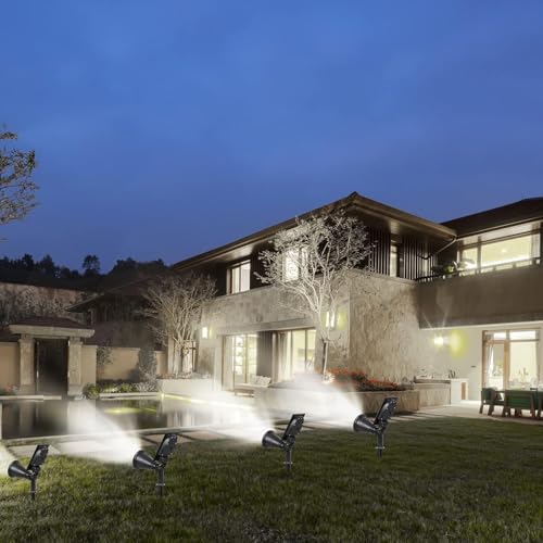 BEYAZ 18 LED Spot Güneş Enerjili Bahçe Aydınlatma Lambası, Fotoselli, Spike Aplik, 18W Su Geçirmez Dış Mekan Solar Lamba, Ağaç,, Garaj, Havuz, Duvar Ve Zemin Montajına Uygundur 42 CM