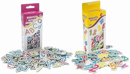 2'li Set Manyetik Mıknatıslı Türkçe - İngilizce Harfler & Sayılar - Eğitici Alfabe - Sayılar Magnet