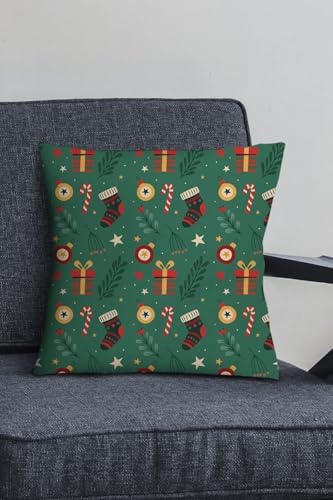 Christmas Dekoratif Gizli Fermuar Çift Taraflı Yeniyıl Kırlent Yastık Kılıfı 43X43Cm Krl1039