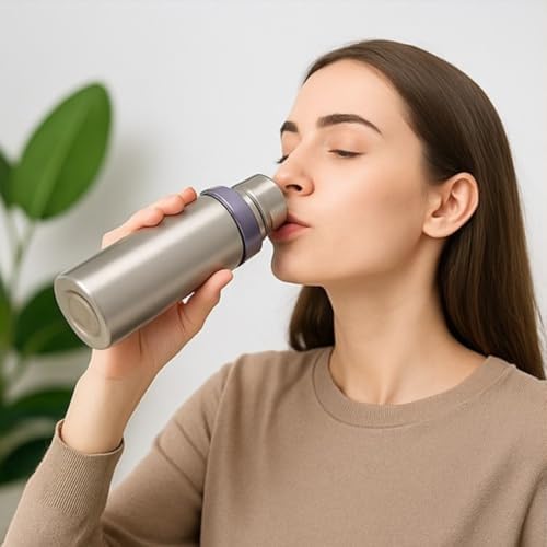 500 ml Gümüş - Mavi - Pembe Paslanmaz Çelik Termos – Çift Katmanlı Vakumlu, 24 cm, Isı Yalıtımlı Sızdırmaz Seyahat ve Ofis Matara (Gümüş)