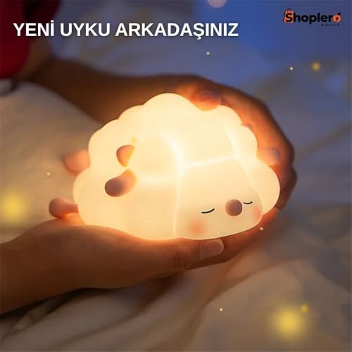 Silikon Koyun Gece Lambası, Yatak Odası İçin, 3 Seviyeli Kısılabilir Parlaklı, Yumuşak Işıltılı Başucu Lambası, Emzirme, Küçük Çocuklar, Bebekler, Çocuk Odaları, Doğum Günü, Şarjlı Lamba