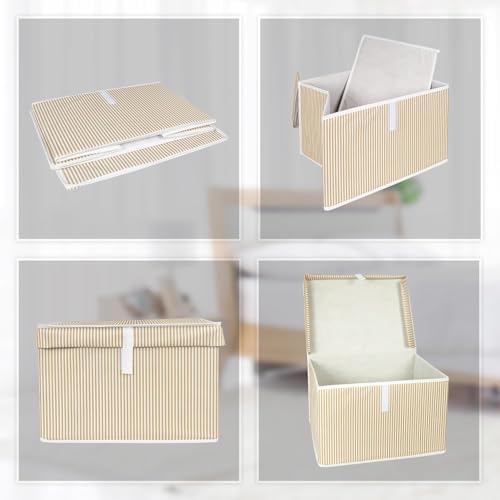 Çok Amaçlı Kapaklı Sandık Tipi Hurç Organizer – Büyük Boy Saklama Kutusu – Dolap İçi, Yatak Altı ve Altı İçin Sert ve Dayanıklı Depolama Çözümü – Katlanabilir (Krem, 40x30x26 Cm)